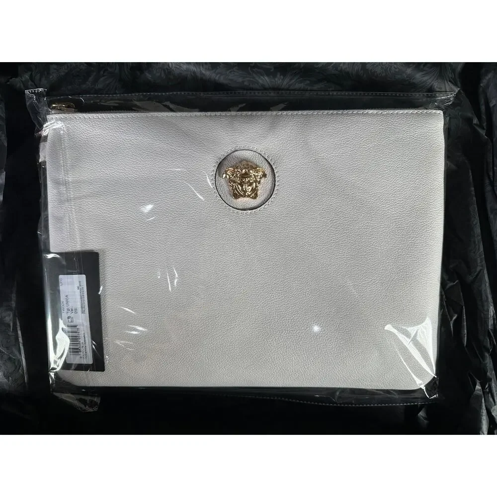 NWT Versace White Gold Medusa Leather Wristlet Clutch Bag 100% Authentic $850 - Picture 9 of 12